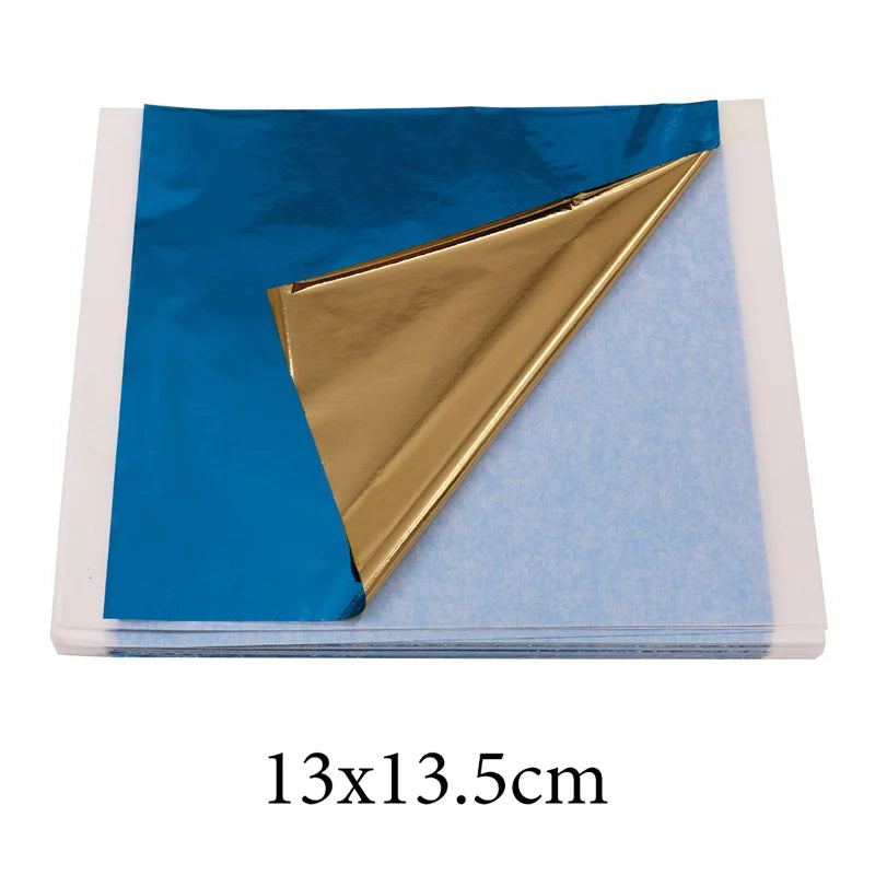 13x13.5cm Champagne Silver Foil Paper Gold Leaf Sheets in Arts Furniture Nail Decorations Paintings Gilding 100pcs Craft Paper