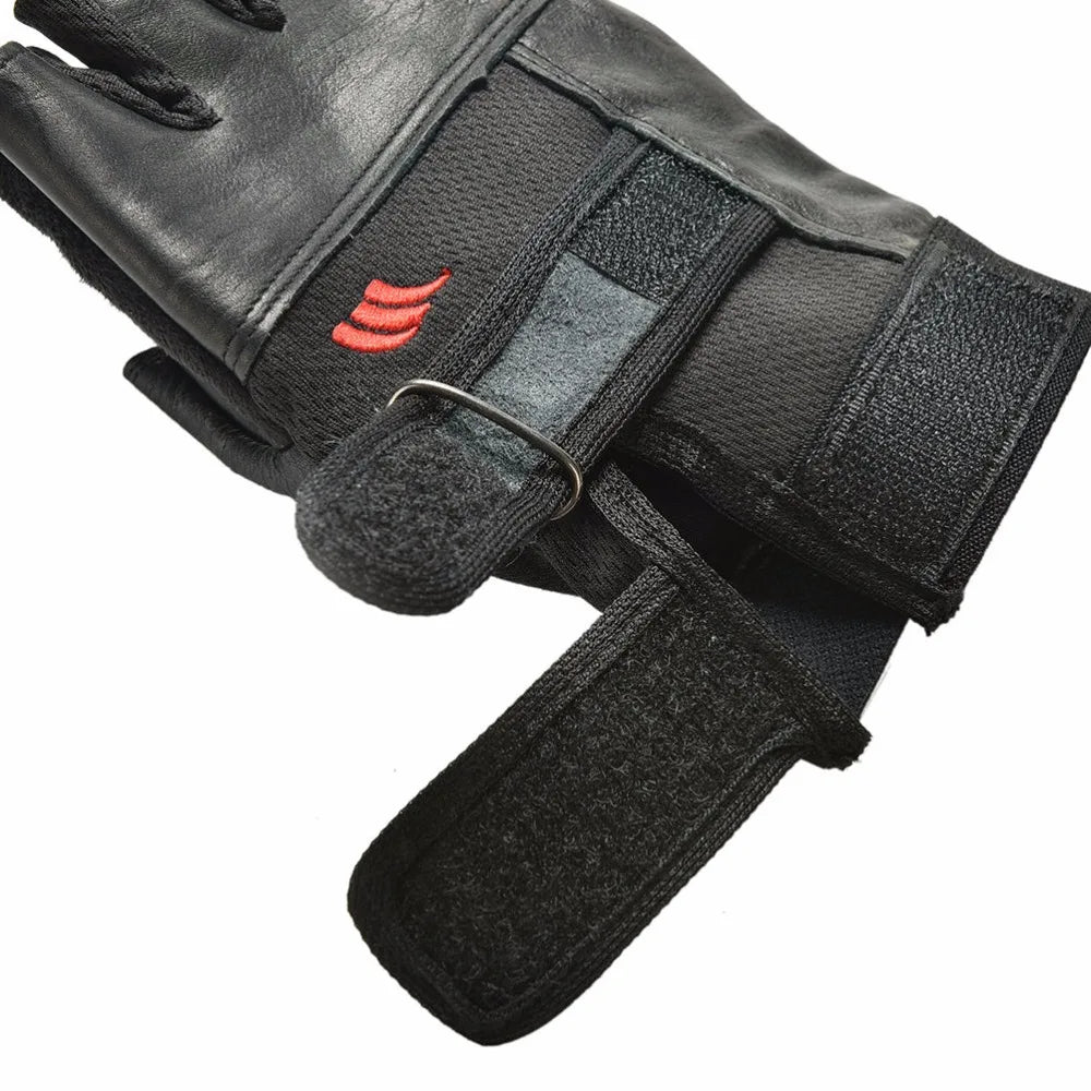 New 1Pair Men Black PU Leather Weight Lifting Gym Gloves Workout Wrist Wrap Sports Exercise Training Fitness Wholesale