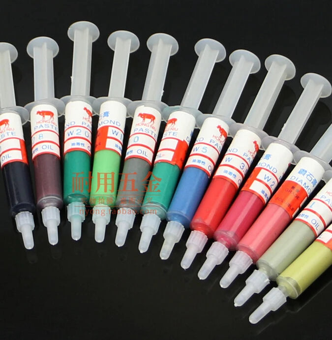 12pcs 5 gram Diamond Polishing Lapping Paste Compound Syringes 0.5 to 40 Micron