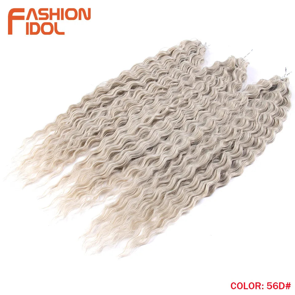 LOVE ME 22 Inch 300g/3pcs Ariel Curl Hair Water Wave Twist Crochet Hair Synthetic Ombre Rainbow Color Braiding Hair Extensions