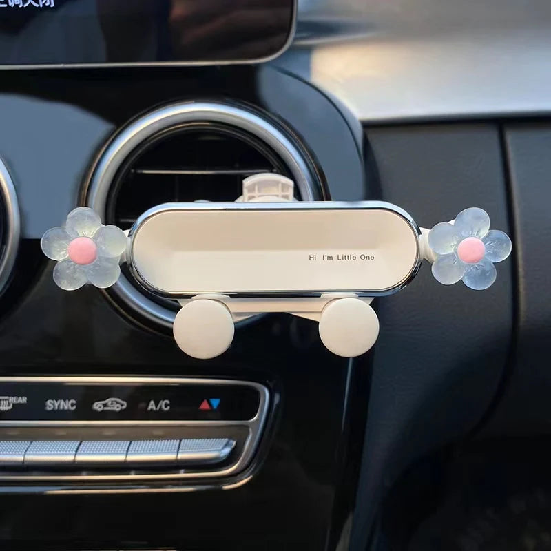 New Crystal Flower Gravity Car Phone Holder Universal Strong Air Vent Clip Mount Adjustable Mobile Cell Stand for Hands-Free