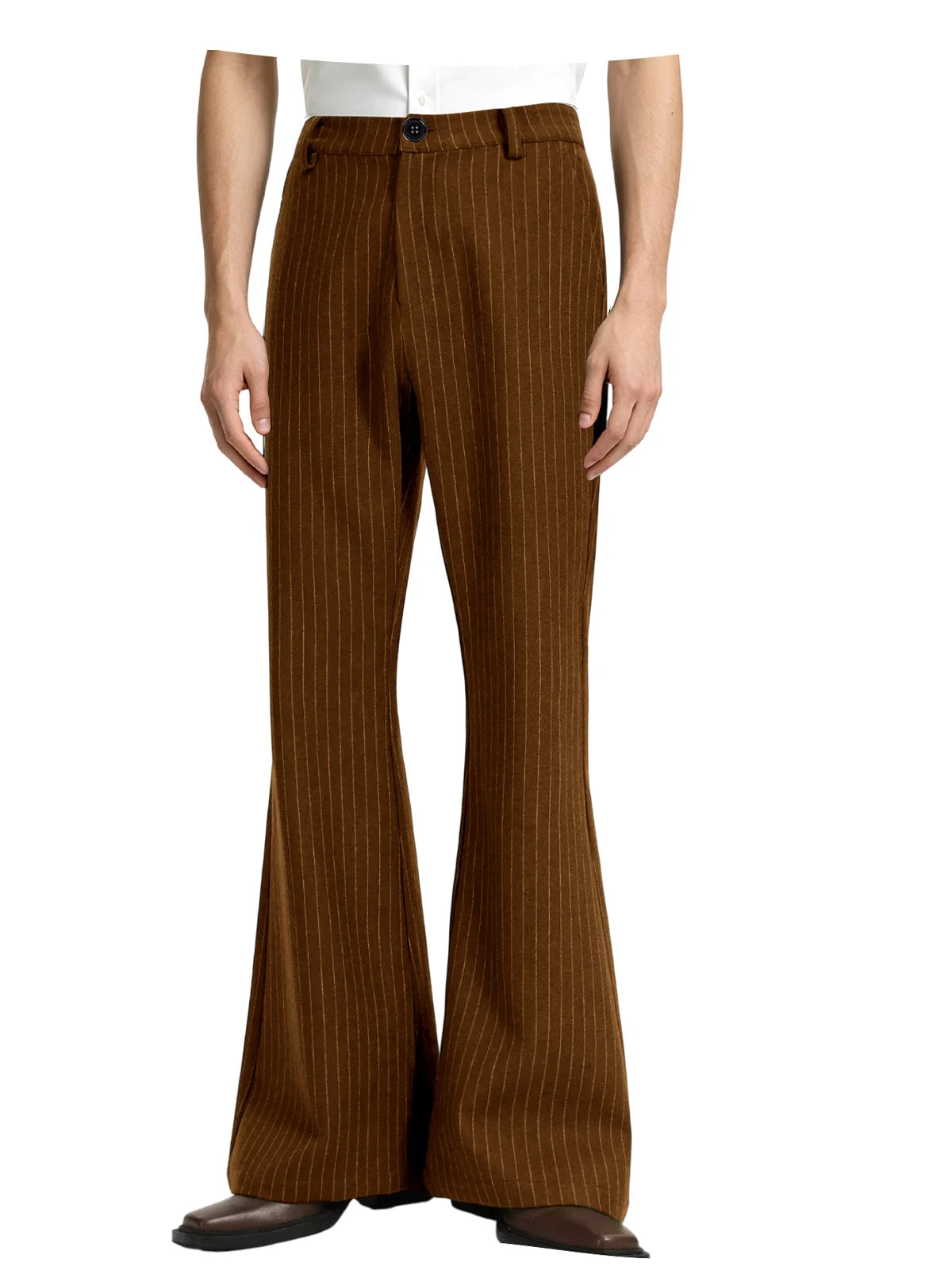 Men's Pinstripe Bell Bottom Pants High Waist Vintage Striped Flared Trousers 60s 70s Disco Outfits for Men Nightclub Party Dance