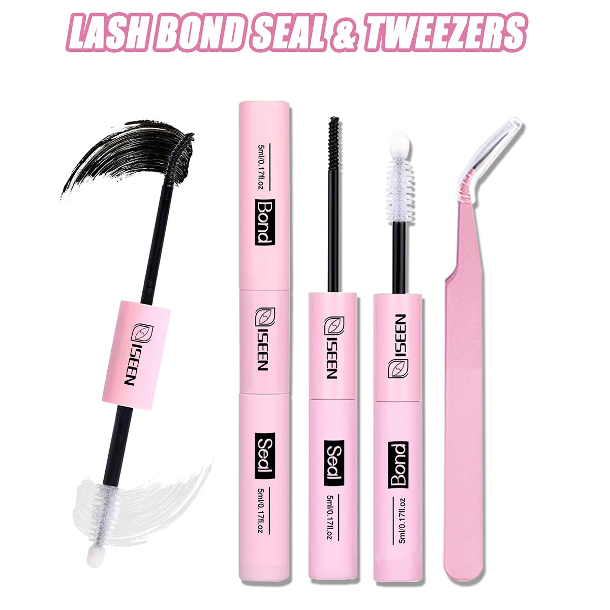 ISEEN Lash Bond and Seal 10ml for Lash Clusters Super Hold Long-Lasting Non-Irritating Eyelash Glue for DIY at Home