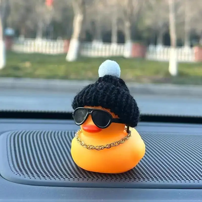 Rubber Duck Car Ornaments Winter Duck Car Dashboard Decorations for Christmas Decor Home Decorations with Mini Hat Sunglasses