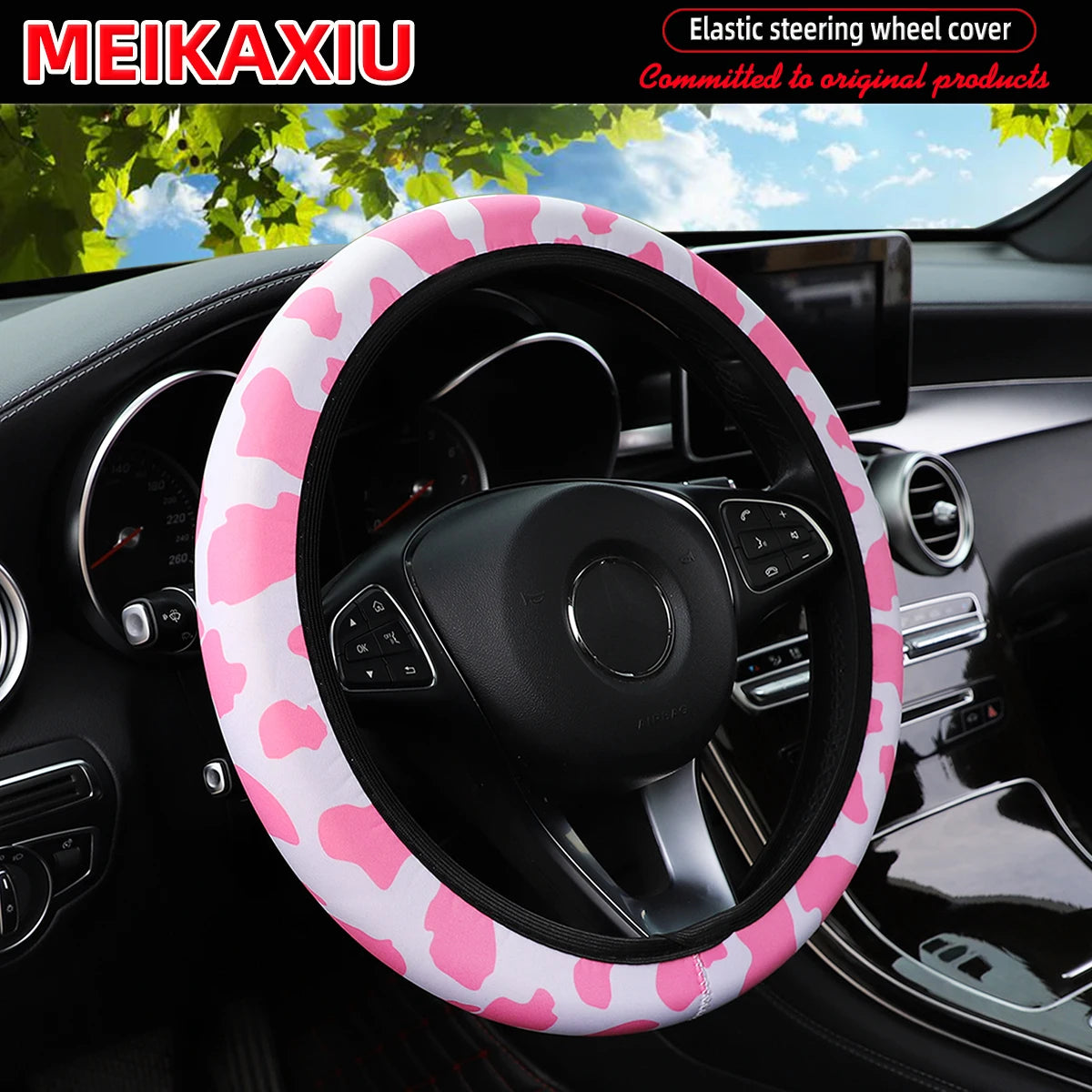 16 styles of cow Daisy red and white flower Panda diving material elastic car steering wheel covers without inner rings