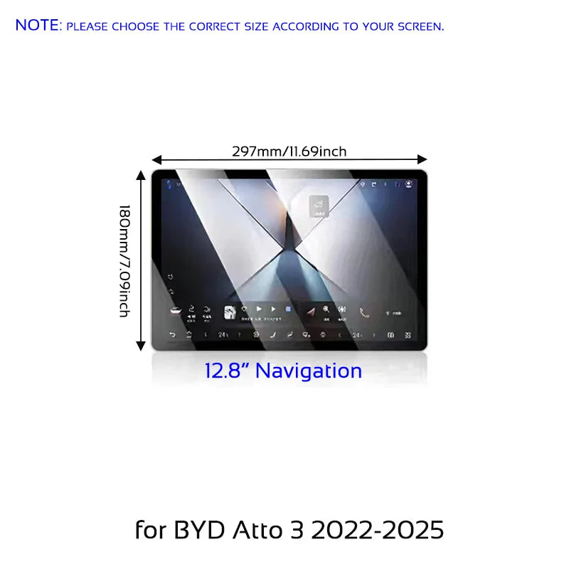 Tempered Glass Film Screen Protector for BYD Atto 3 Yuan Plus 2022-2025 Instrument Navigation Protective Cover Car Accessories