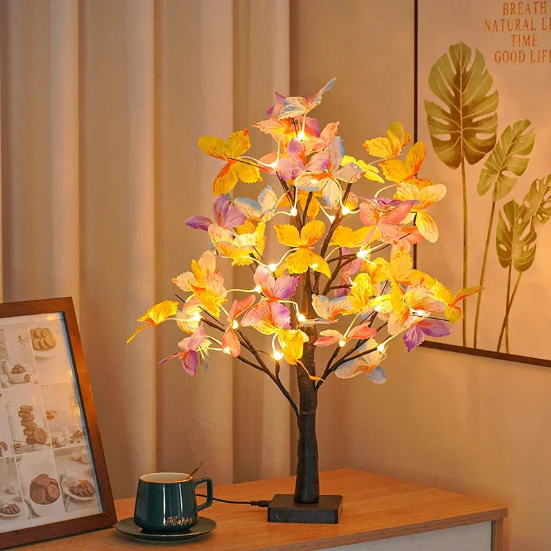 DIY Decorative LED Tabletop Bonsai Tree Fairy Lights Butterfly Tree Lamp for Home Decor Party Holiday Camping Gift