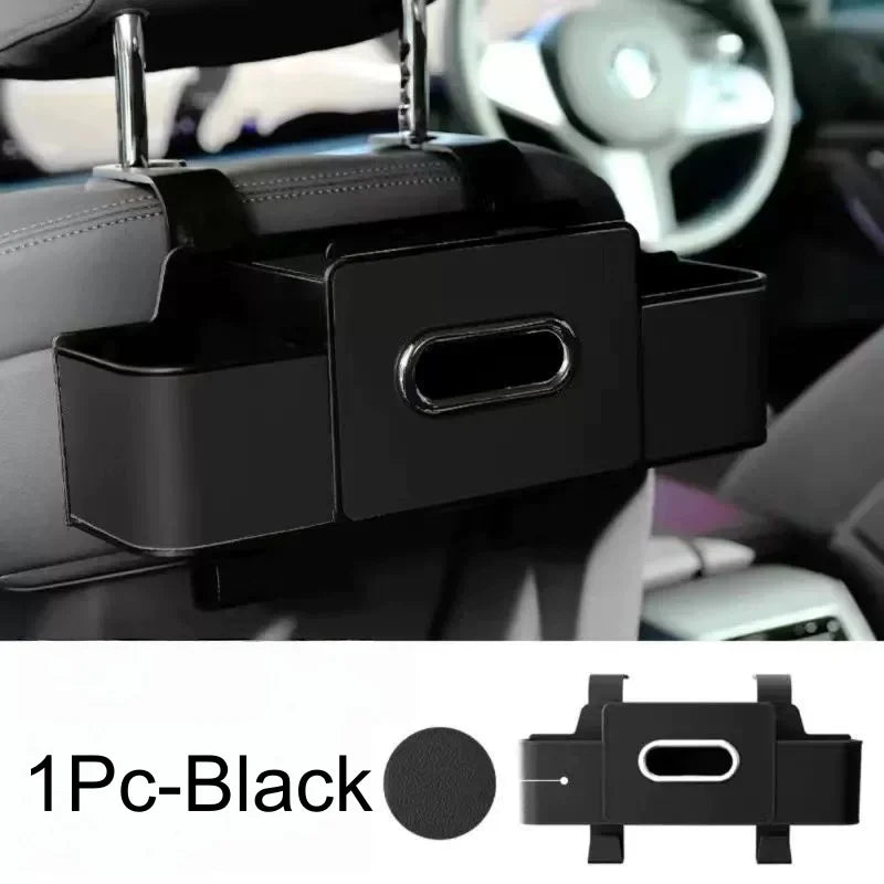 Multifunctional Car Seat Back Storage Box with Tissue Phone Stand Cup Interior Holder Organizer Holder Auto Space-saving