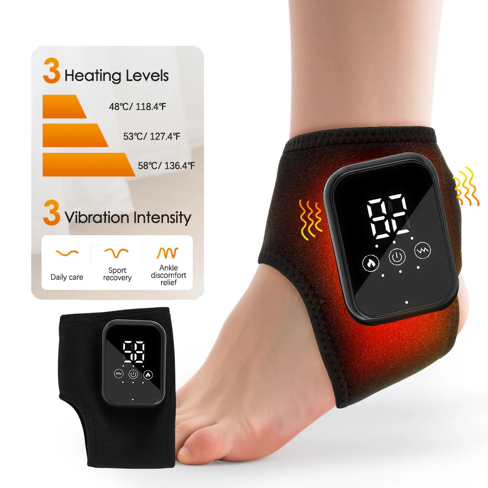 1 Pair Portable Vibration Ankle Support Brace Hot Compress Foot Massager with Heating Pad for Arch & Foot Comfort