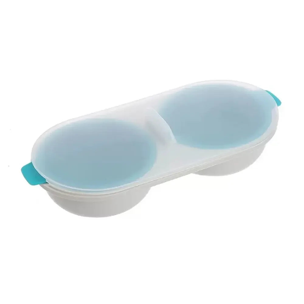 1pc Microwave Eggs Poacher,Double-Cup Egg Boiler,Kitchen Gadget, Hot Spring Egg Mold ,Cooking Tools,Clear Water Lotus Egg Maker