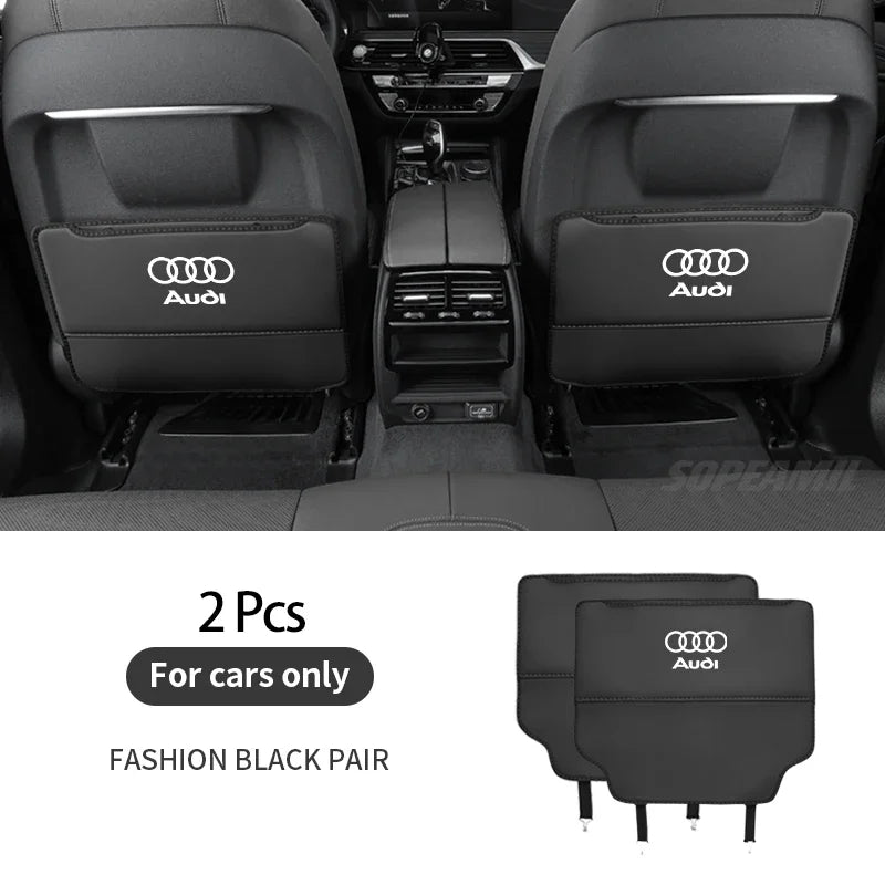 For Audi A3 A4 A5 A6 A7 A8 RS3 RS4 RS5 RS6 S3 S4 S5 Q3 Q5 Q7 Q8 Car Seat Back Storage Bag Rear Backrest Protection Anti-kick Pad
