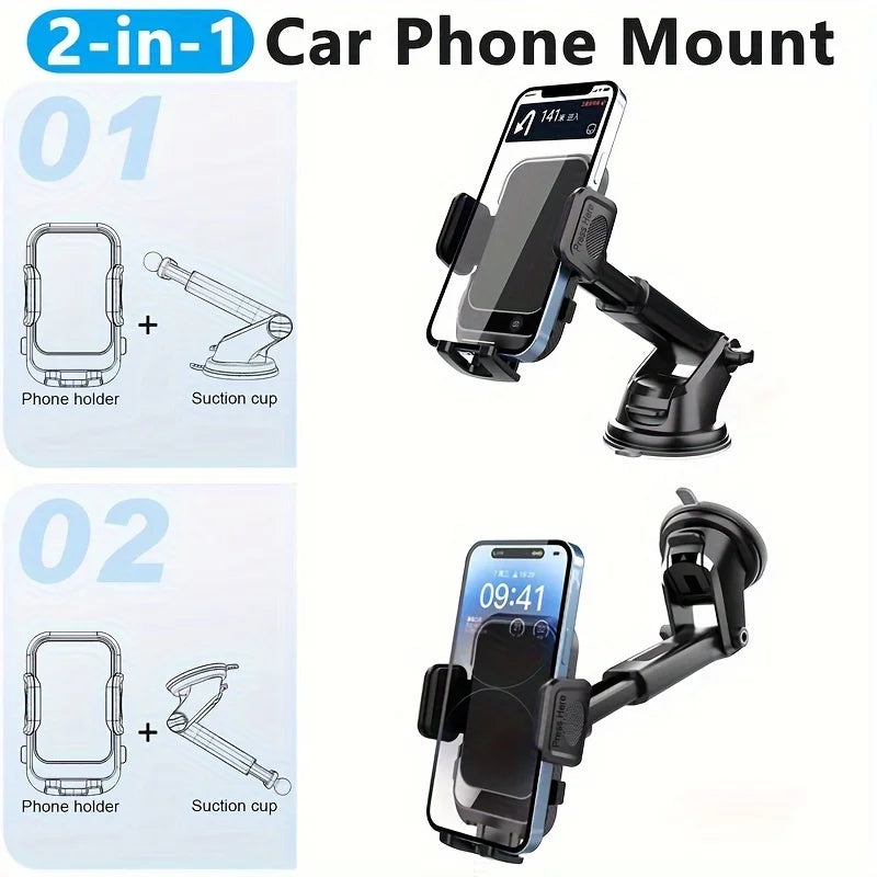 Car Phone Holder Sucker Mount Stand Suction Cup Cellphone Support In Car For IPhone15 Xiaomi Huawei Samsung Mobilephone Bracket
