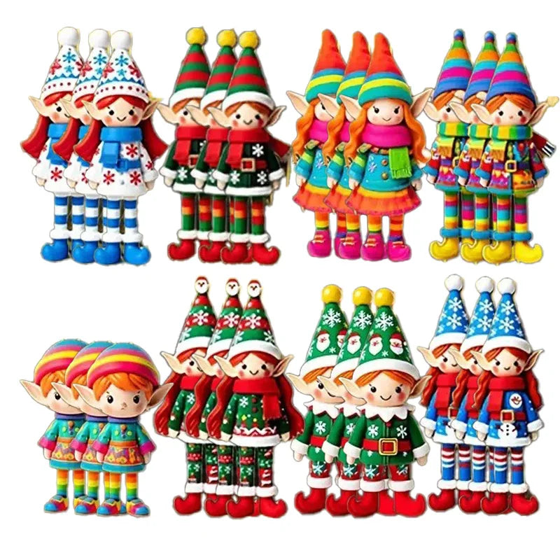 8/16/32Pcs Christmas Wooden Pendants 2D Angel Elf Xmas Hanging Ornament with Rope 2025 Christmas Home Decoration DIY Gift Labels