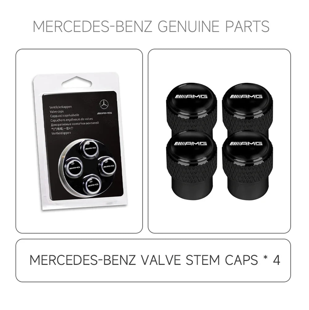4Pcs Dustproof Anti-block Tyre Valve Stem Protective Caps Fit Mercedes-Benz C W202 W203 W204 E W221 Wheel External Decor Keychai