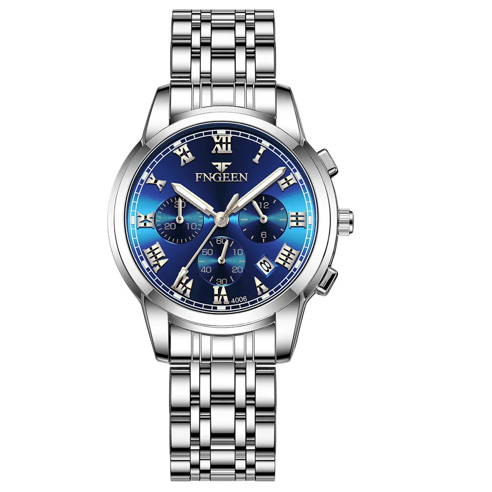 FNGEEN Luxury Quartz Watch Women Elegant Stainless Steel Watch Luminous Waterproof Date Wristwatch Ladies Dress Watch Ms4006