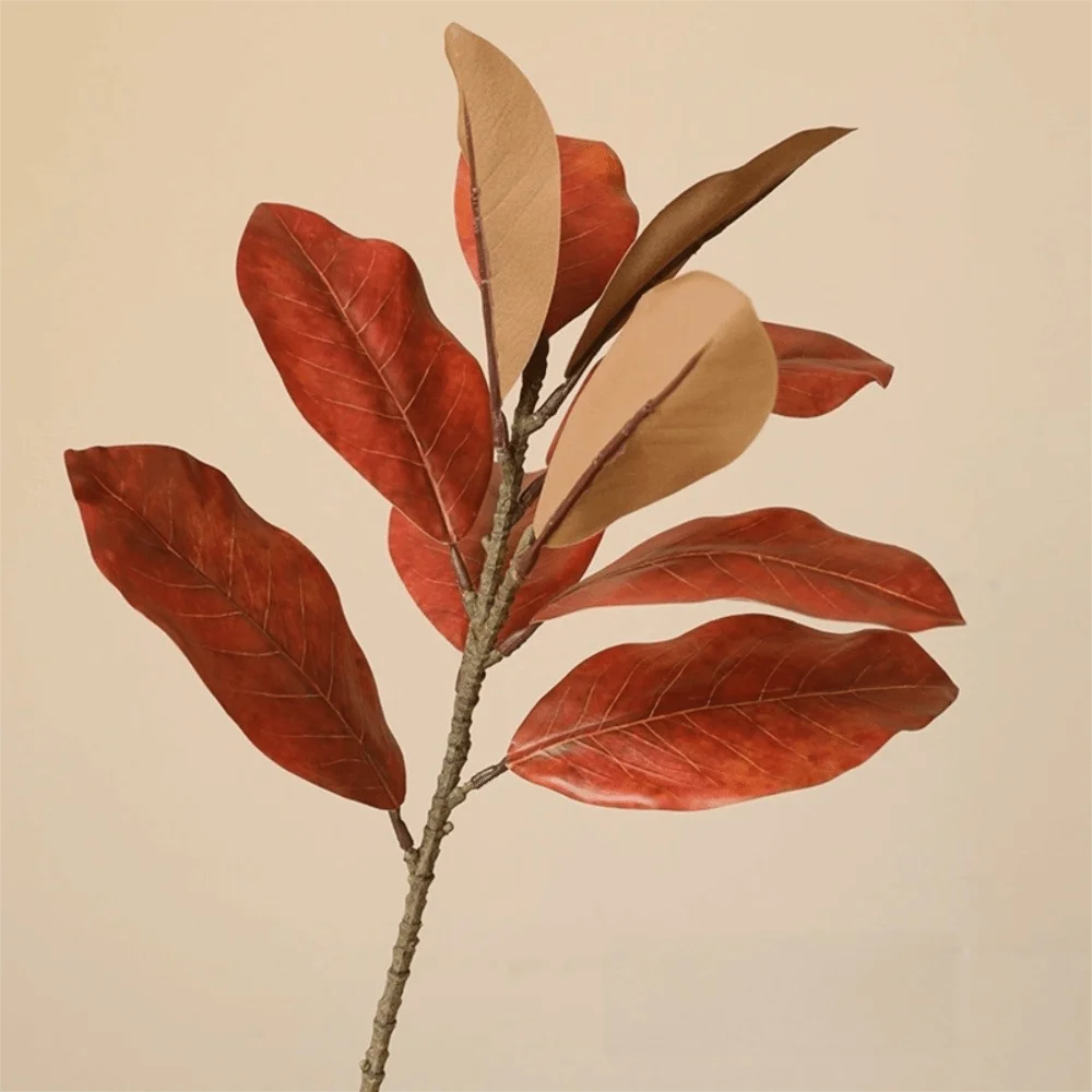 57cm Artificial Magnolia Leaves Rubber Plants Leaves Simulated Plant Branch DIY Floral Arrangement Faux Plants Home Decoration