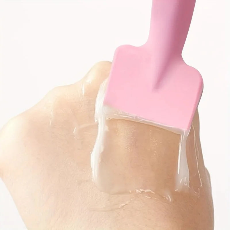 3Pcs Pink Silicone Facial Mask Brush with Spatula Shovel Type Design for Even Application Face Sensitive Skin Skin Care Tool