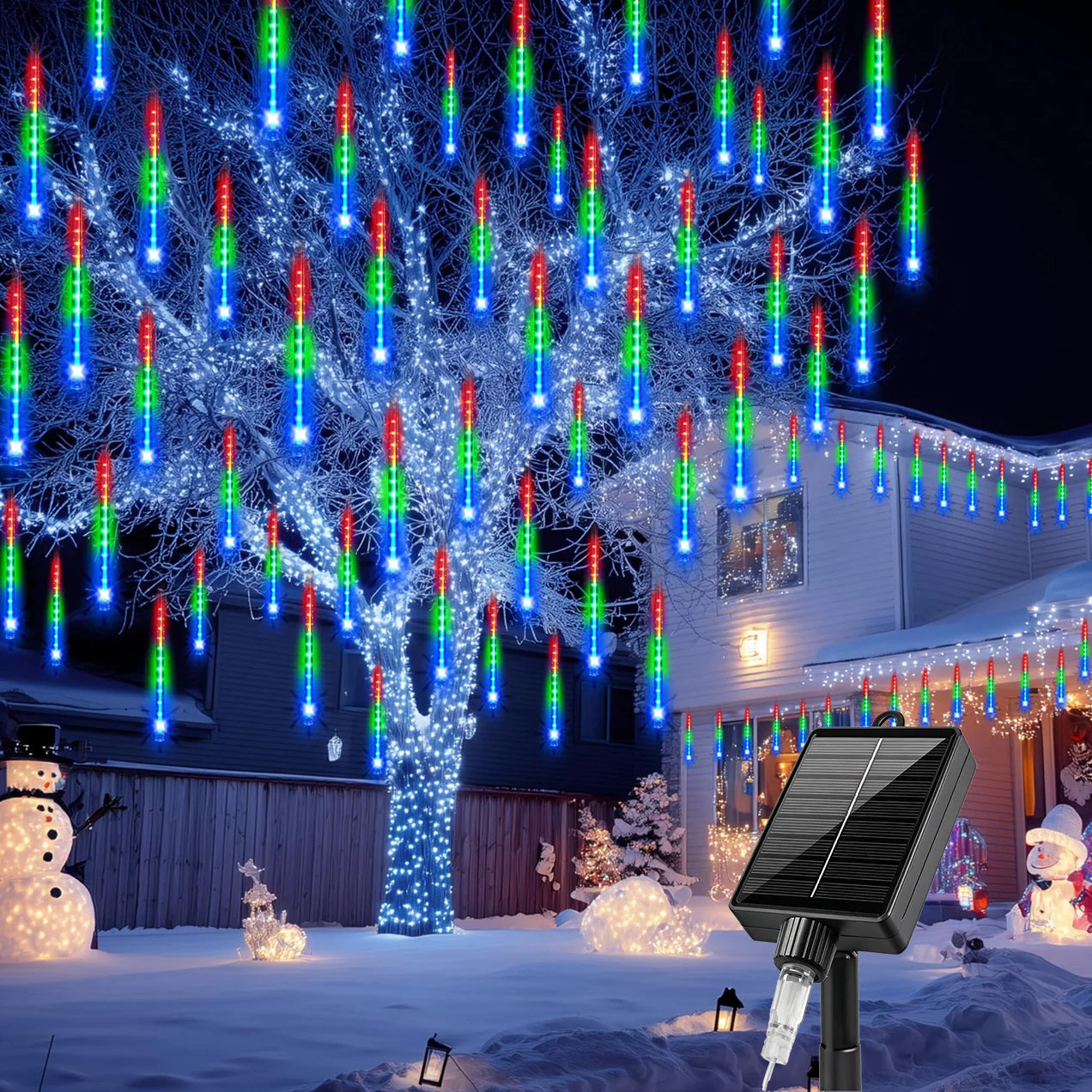 Solar LED Meteor Shower Light String Outdoor Waterproof Fairy Garden Light Christmas Wedding Decoration for Tree Garden Eave