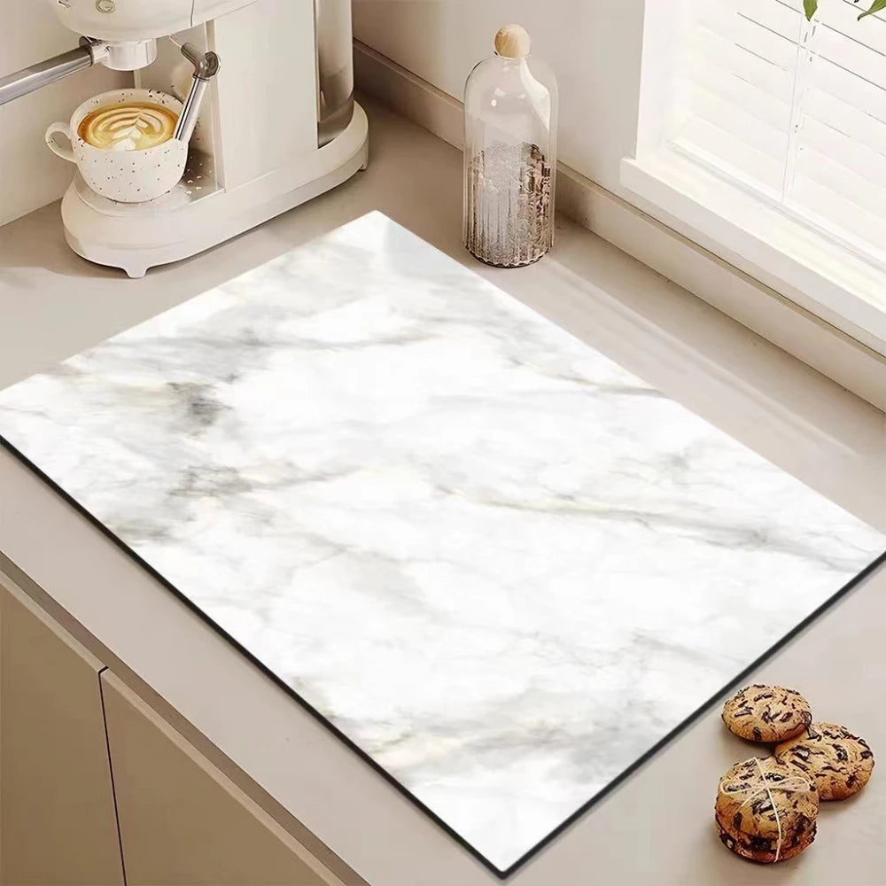 1pcs Household Light Luxury Marble Draining Countertop Diatomite Absorbent Non-Slip Table Mat Kitchen Counter Drain Mat