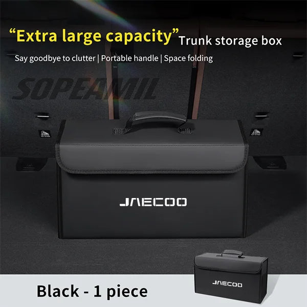Car Carbon Fiber Leather Storage Box Organizer Large Capacity Foldable Stowing Tidying Bag For Chery Jaecoo J7 J8 Accessories