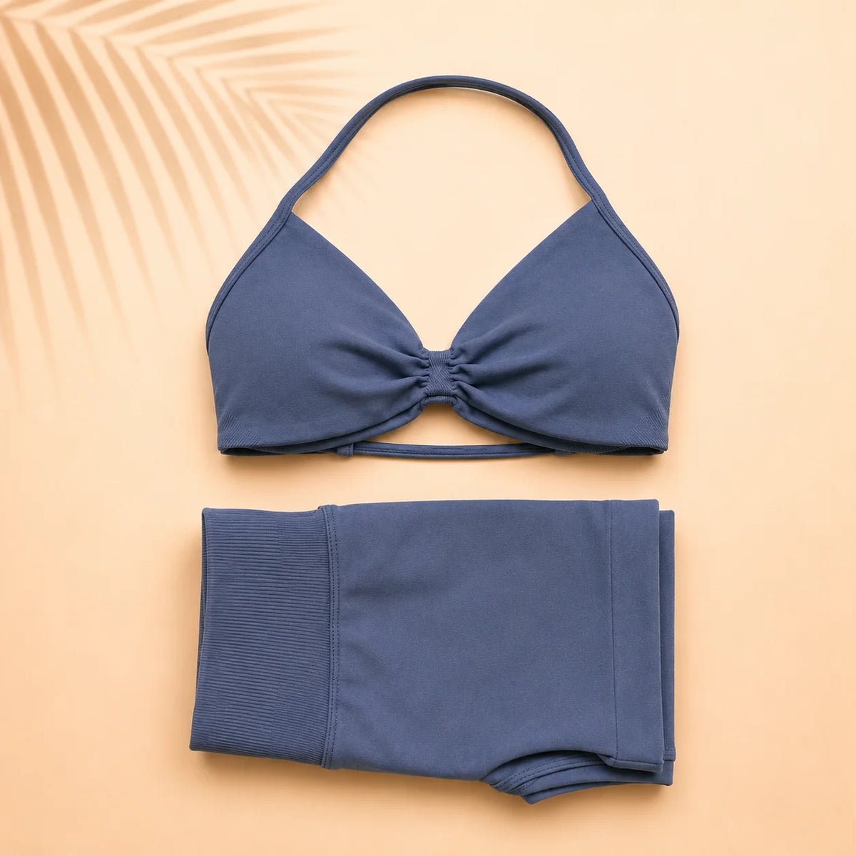Women Yoga Set Ruched Sports Bra High Waist Shorts 2 Piece Workout Outfit Gym Fitness Activewear Seamless Training Set