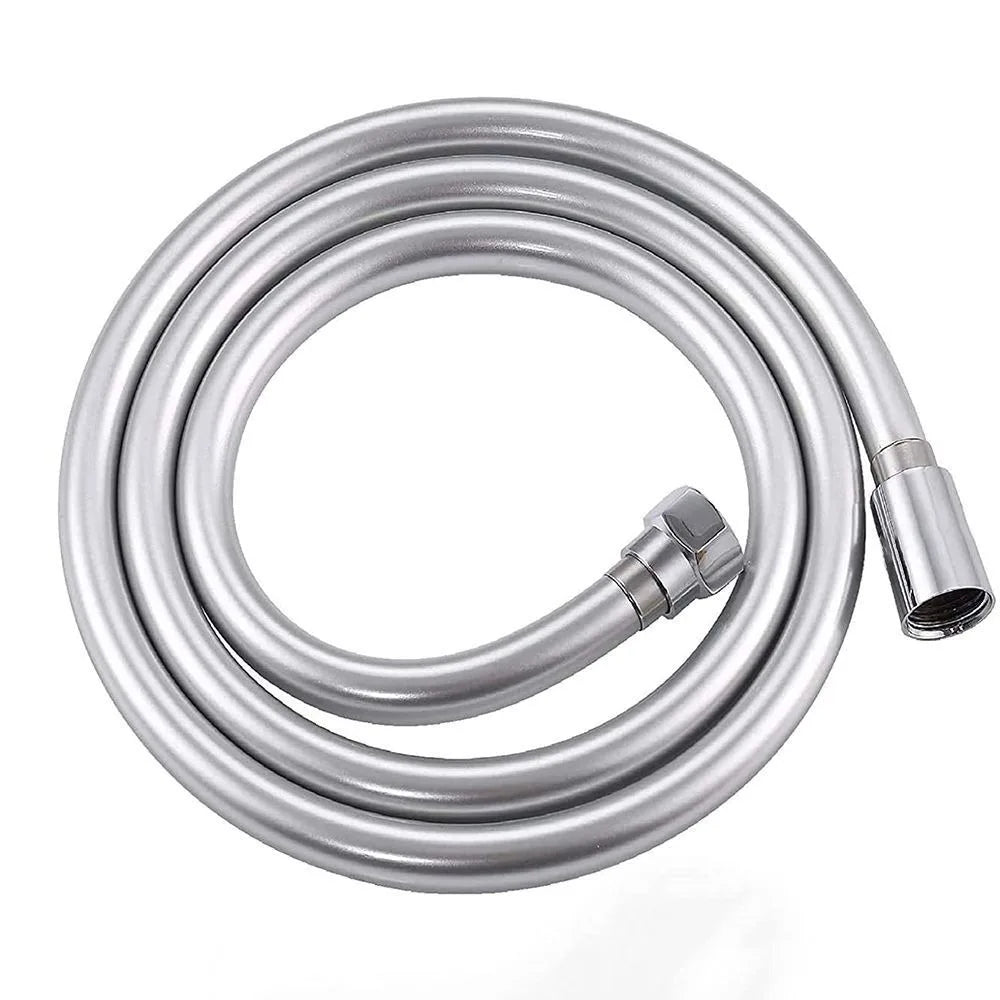 High Pressure Silver/Black Smooth PVC Bathroom Shower Hose 360° Rotation Flexible Hand Held Shower Head