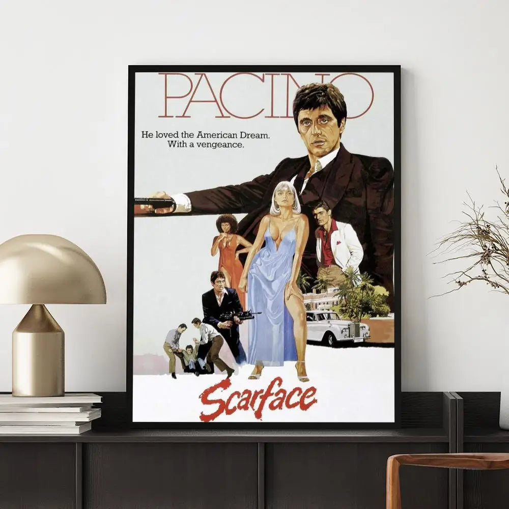Movie S-Scarface Poster HD Versatile Waterproof Wall Decor Self Adhesive Perfect for Any Room & Ideal Gift
