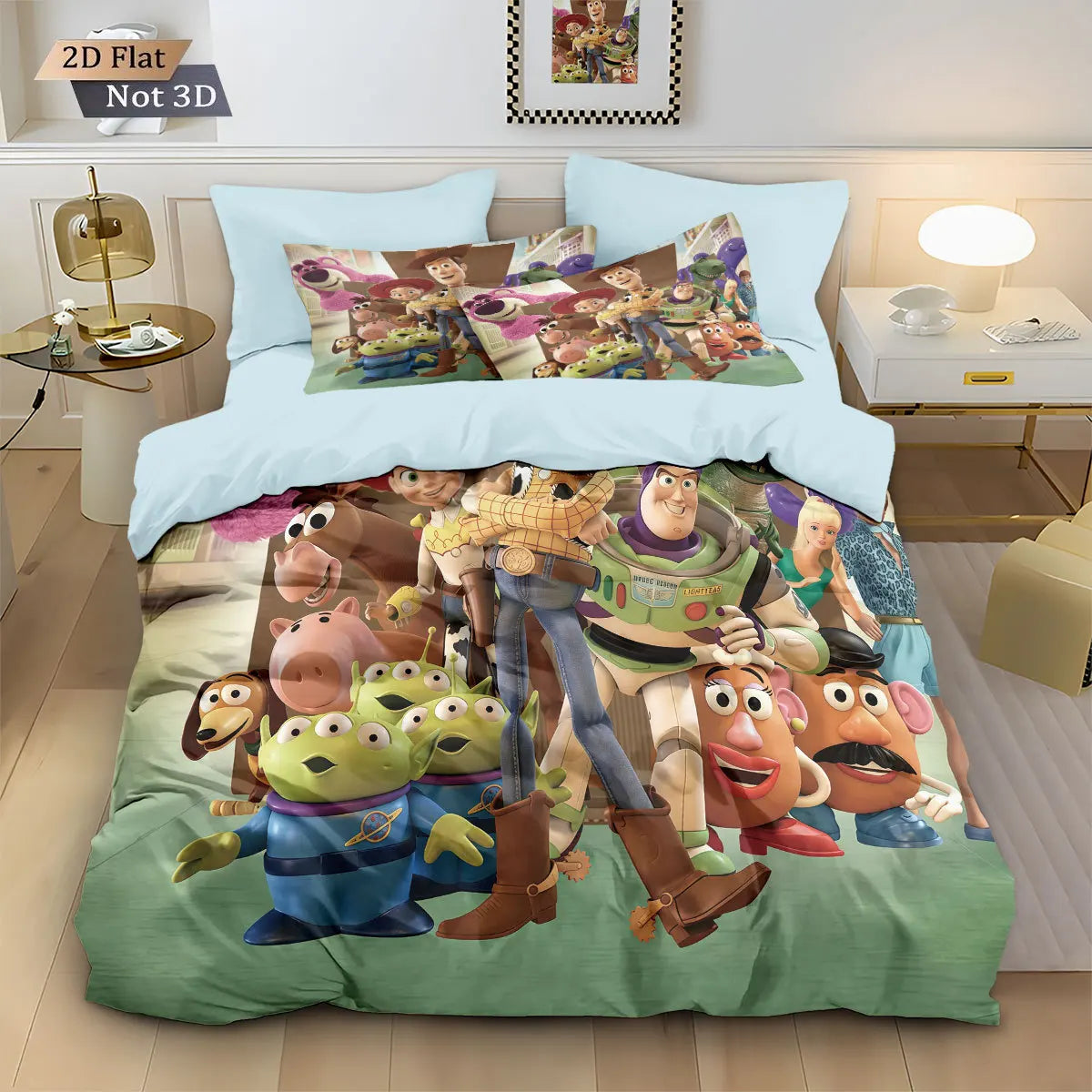 Story Animation Boy Quilt Cover Set 2-Piece, 3D Printed Bedding Set With Zipper and Pillowcases 75*50cm for Teens And Adults