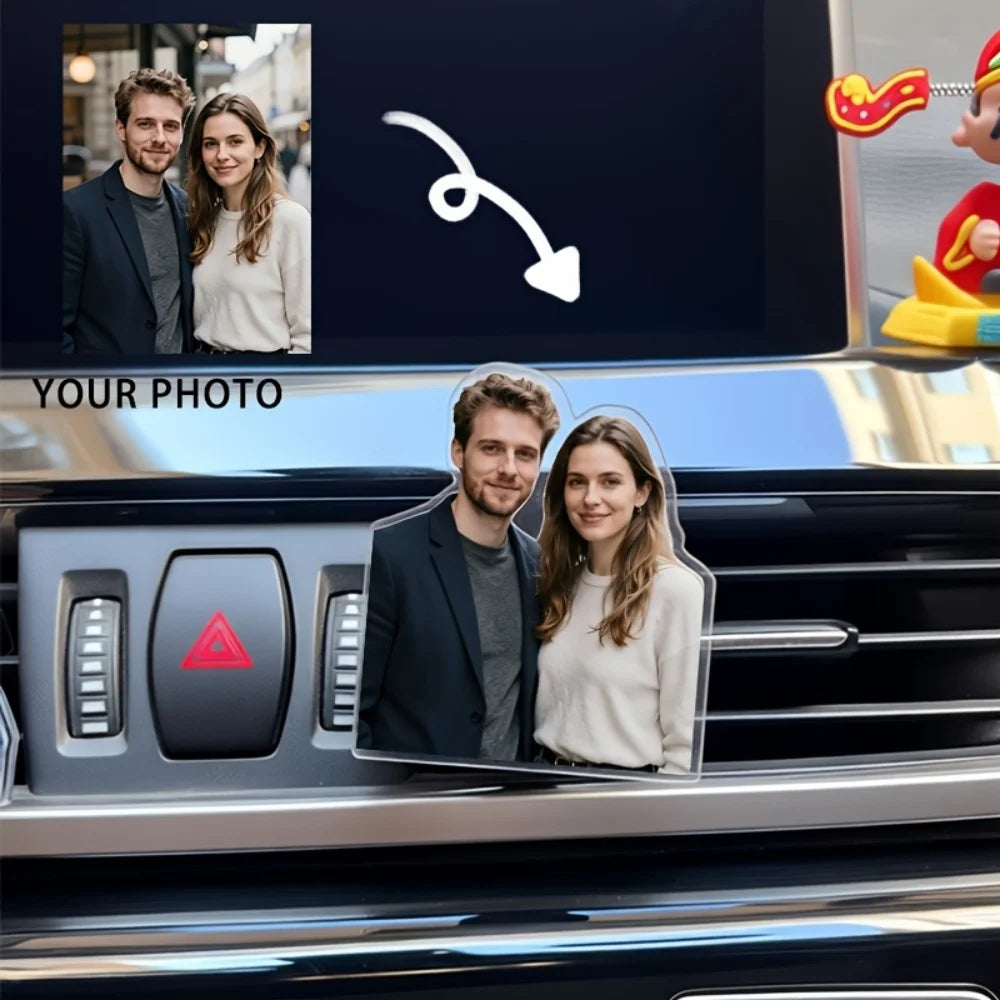 Custom 2D Flat Photo Car Air Vent Clip, Personalized Image Car Vent Ornament, Custom Photo Car Interior Accessory, Custom Gift