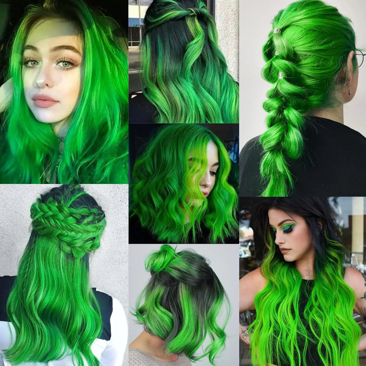 12 PCS Green Hair Extensions Clip in, Colored Party Highlights Extension for Kids Girls Synthetic Hairpiece Straight 22 inch