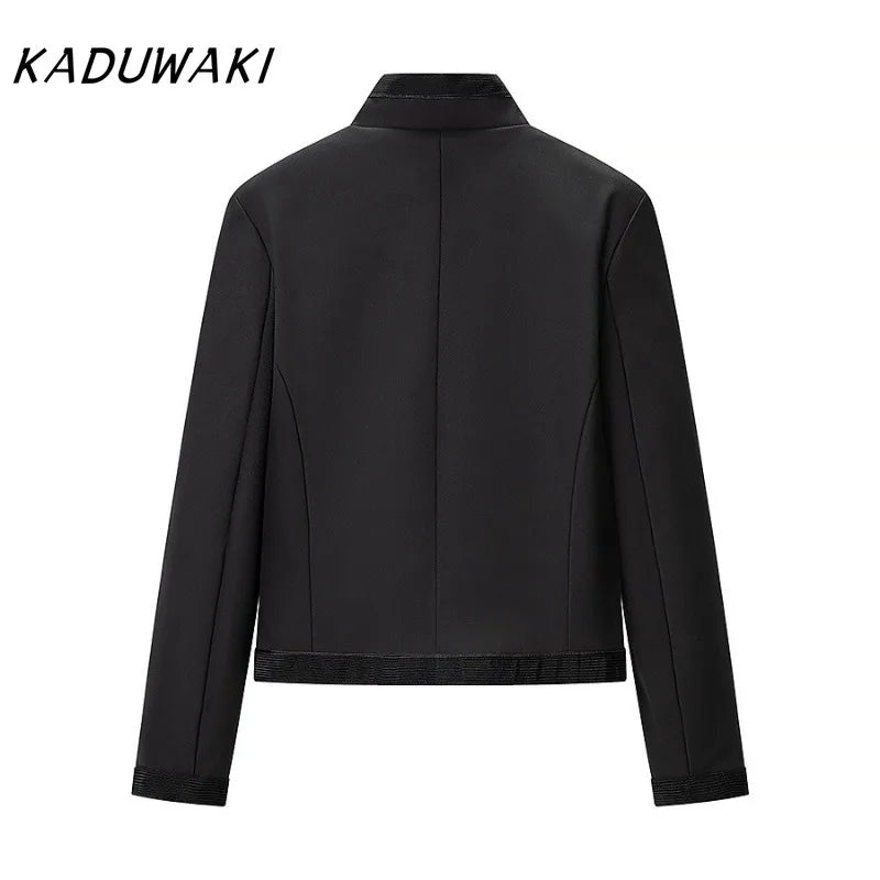 KADUWAKI Graceful Women's Jacket O-neck Full Sleeve Chinese Knot Female Napoleon Jackets Spring New Chic High Street Lady Coats