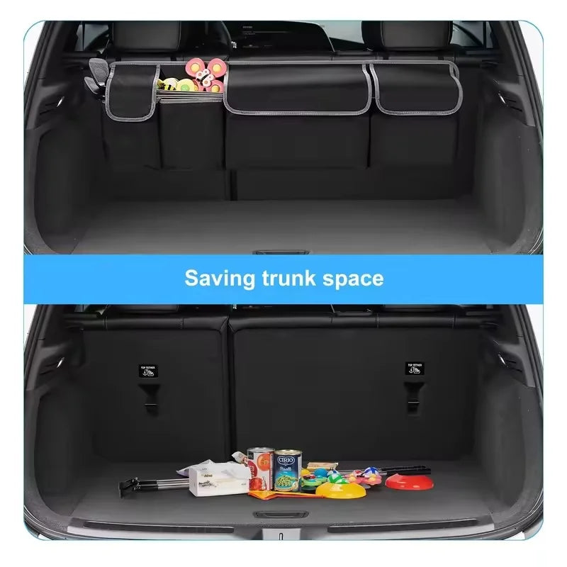 Durable Oxford Fabric Large Car Seat Back Organizer with Multiple Compartments for Trunk and Backseat Storage