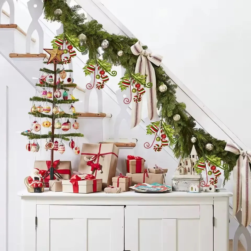 Christmas Artificial Red Red Green Candy Flowers Xmas Tree Decorations Party New Year Christmas Supplies Home Decorations Gifts