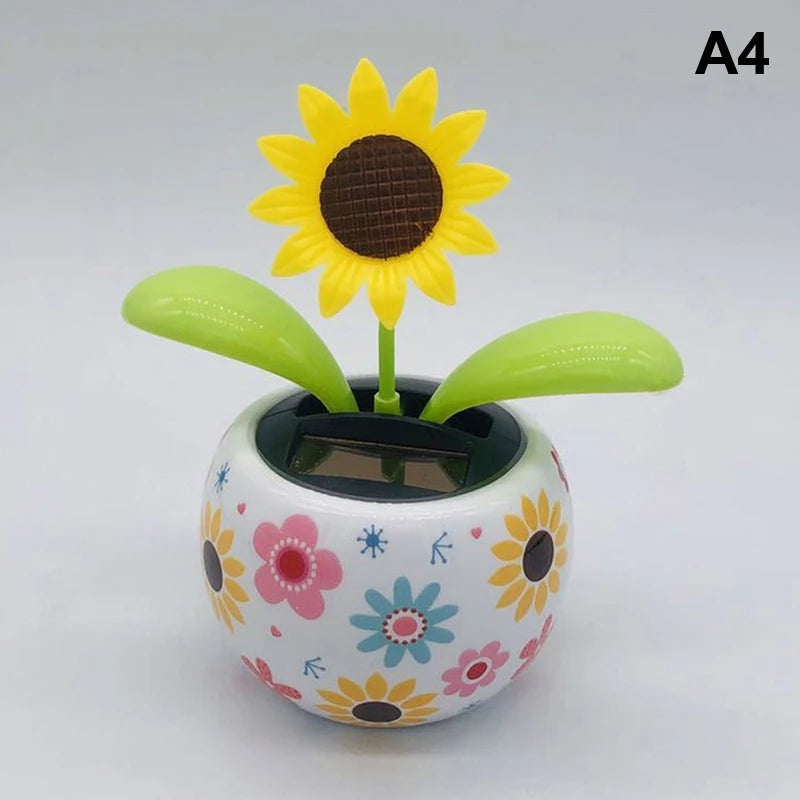 Car Ornament Solar Apple Flower Automatic Swing Sun Flower Bee Butterfly Love Beetle Car Decoration Accessories