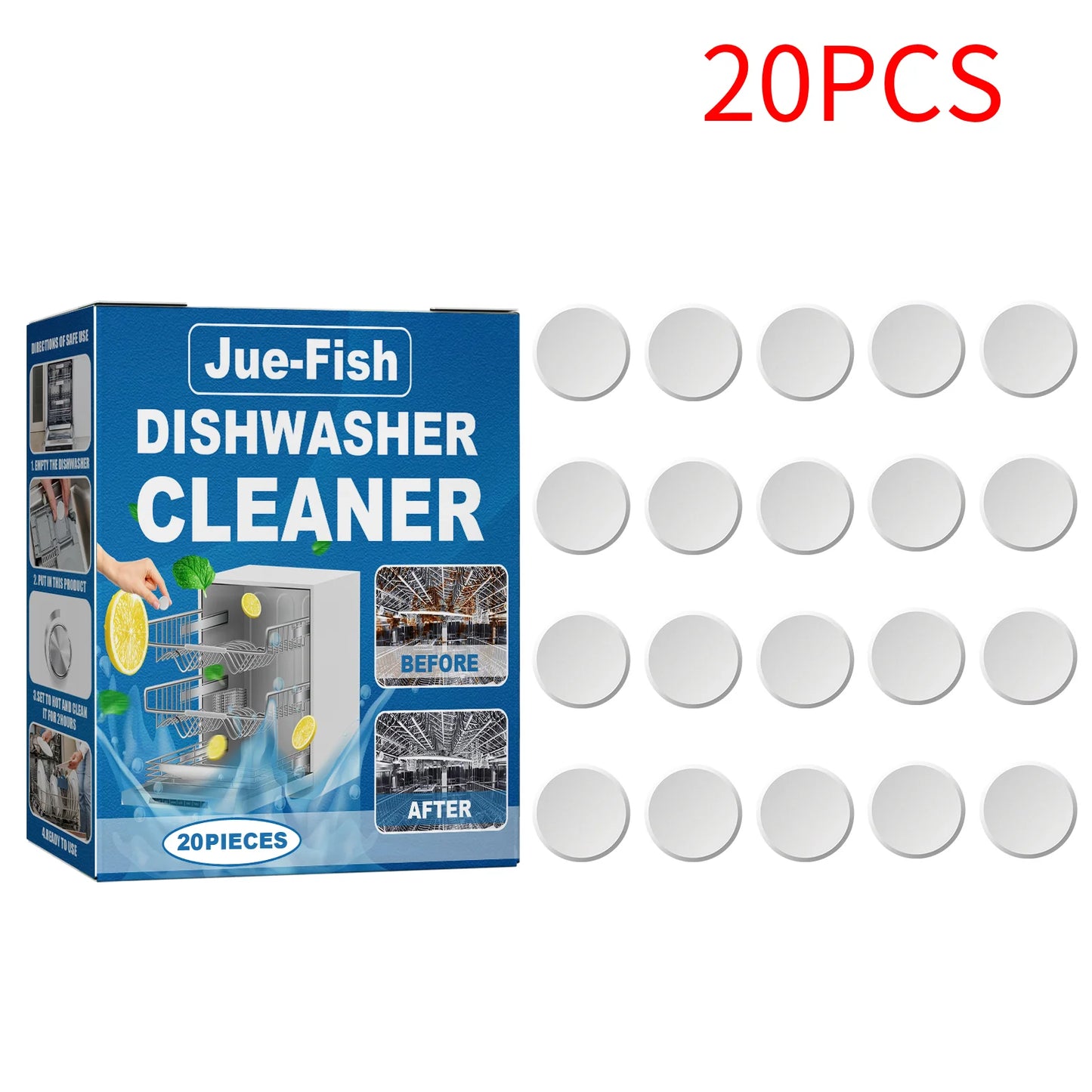 20/40/60PCS Dishwasher Cleaner Tablets - Deep Clean & Deodorize for Built-in/Desktop Dishwashers - Remove Grease Limescale