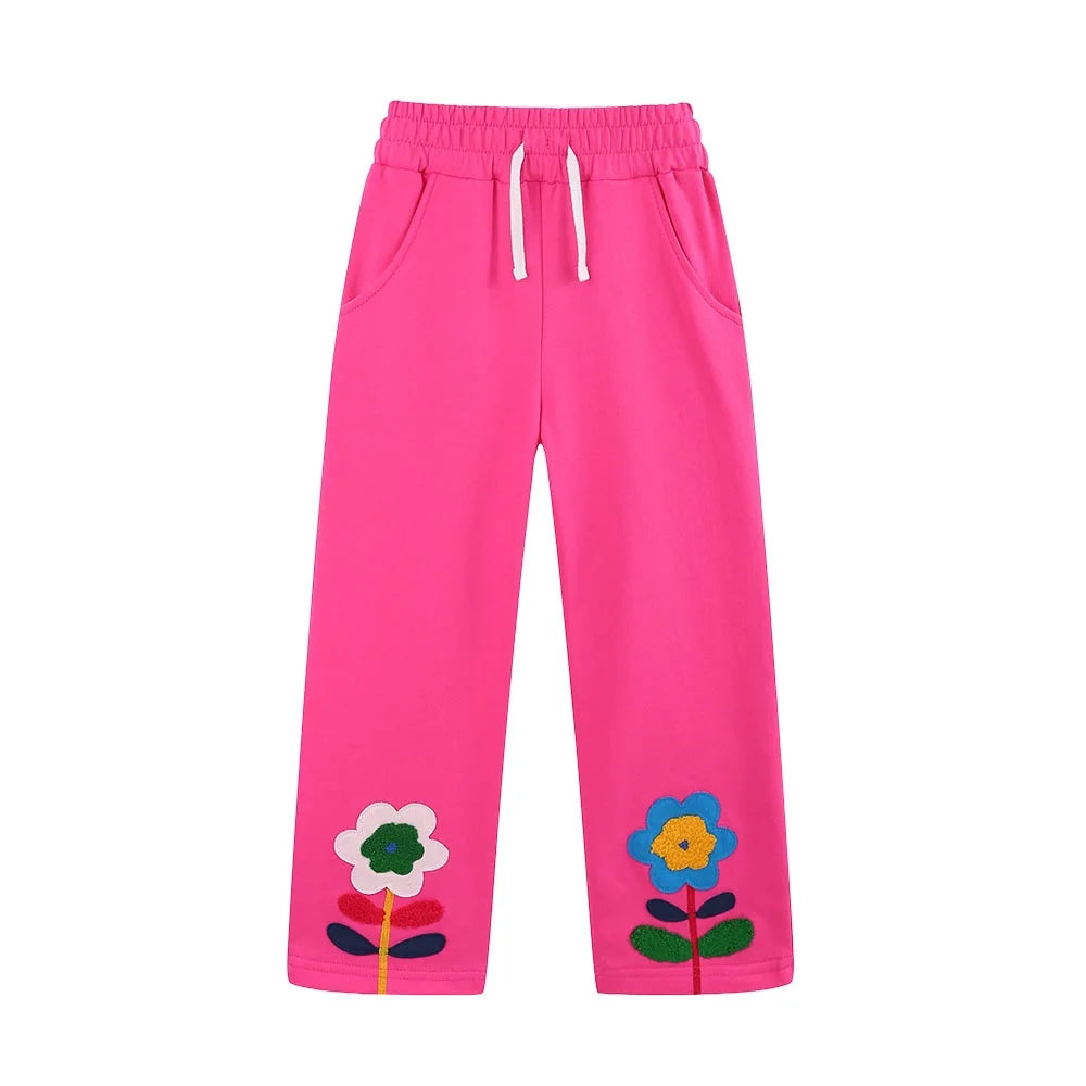 New Arrivals 2026 Girls Sweatpants Apple Embroidery Autumn Spring Children's Trousers Fashion Kids Clothing Full Length Pants