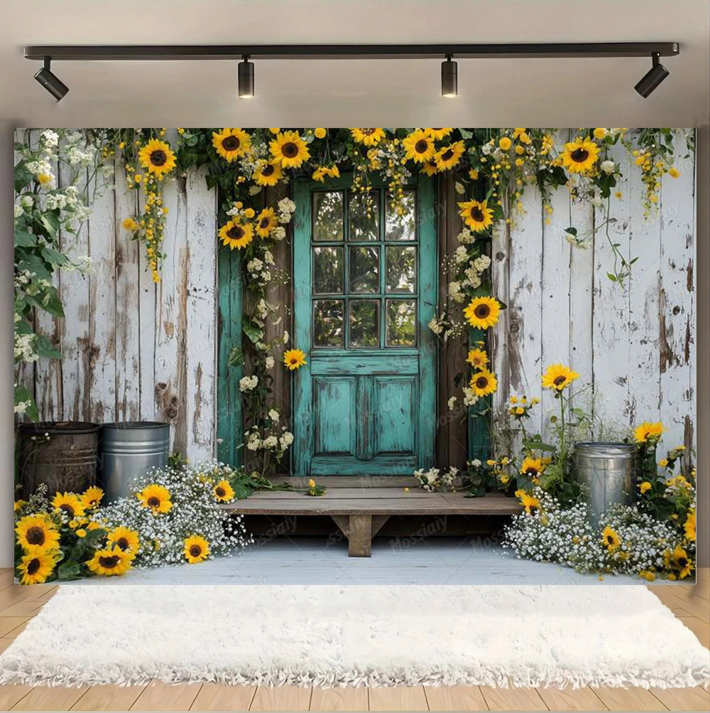 Sunflower Backdrop Photography Yellow Flower Wall Bee Garden Autumn Baby Shower Portrait Wedding Birthday Background Photo Props