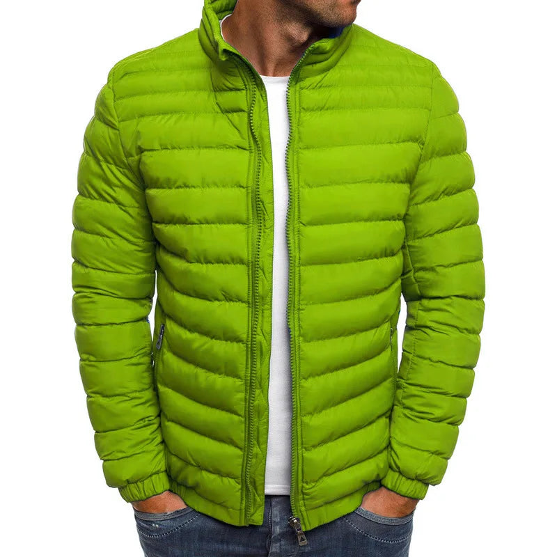 Men's Winter Cotton Jacket Stand Collar Solid Color Lightweight Warm Casual Coat Winter Jackets for Men Outdoor Daily Wear