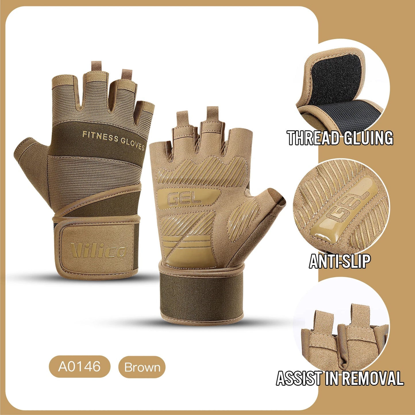 Cycling Gloves Half Finger Gym Weightlifting Dumbbell Training Anti-Slip Fitness Gloves Workout Crossfit Exercise Gloves
