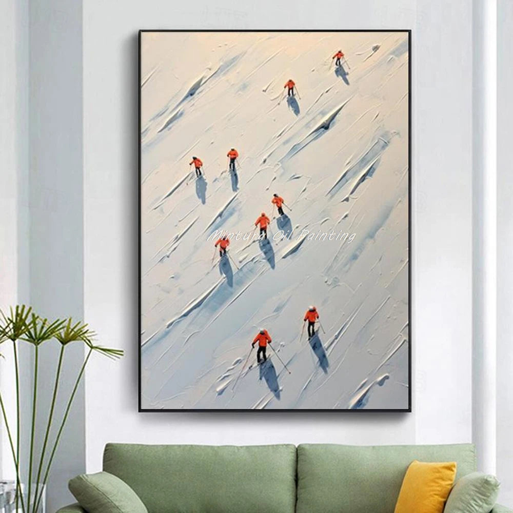 Mintura,Handpaintd Abstract Texture Green Tennis Court Oil Painting on Canvas,Modern 3D Knife Art Poster,Wall Picture,Home Decor