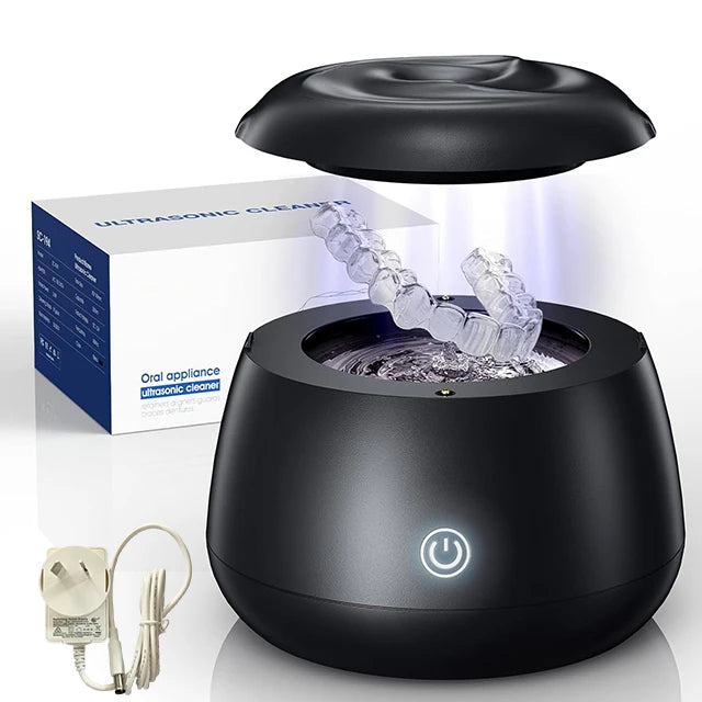 KUNPHY Ultrasonic Retainer Cleaner Machine 48kHz 200ML Dental Cleaning Pod with UV Deep Cleaning for Braces Night Guard Dentures