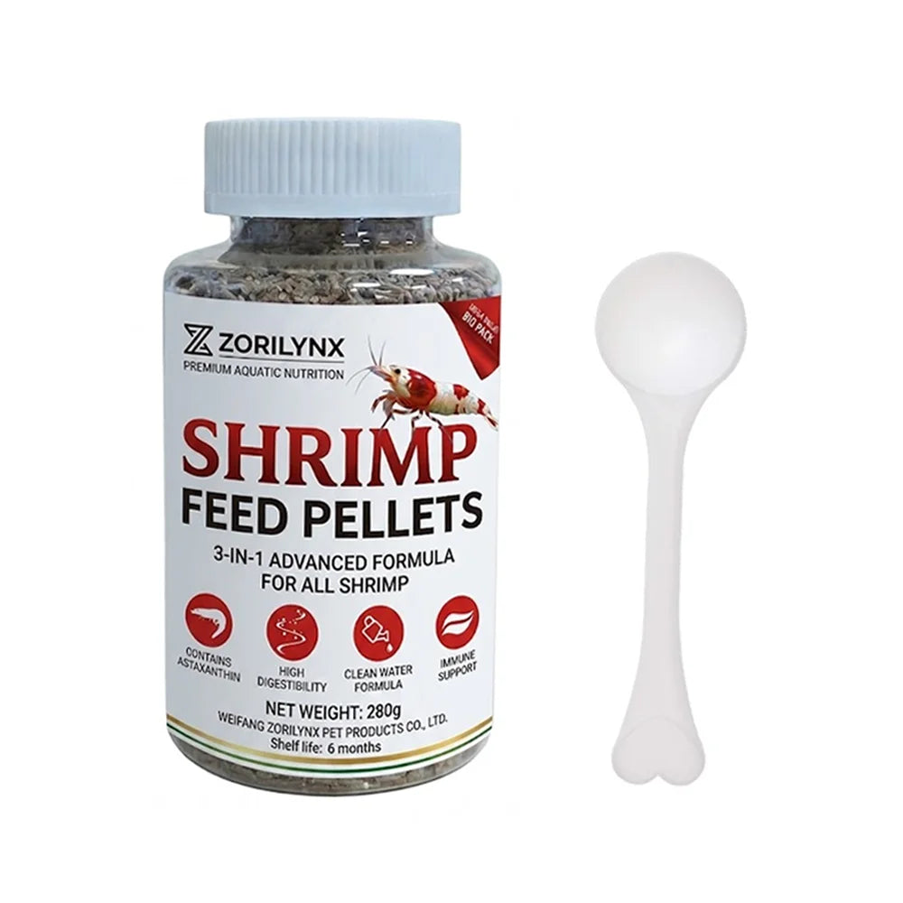 Nutritious Shrimp Feed Sinking Pellets High Protein Calcium Rich Food for Crystal Red Cherry Shrimp Aquarium Tank ZORILYNX