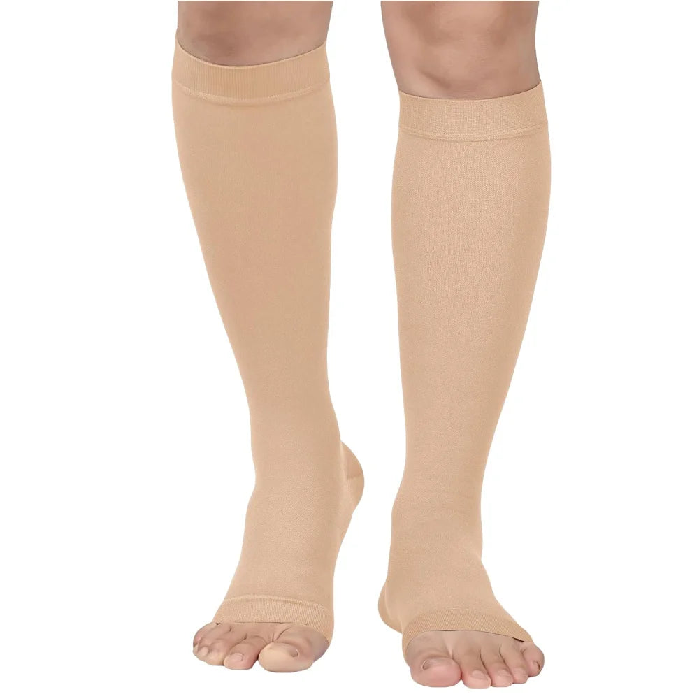 1 Pair Varicose Veins Medical Compression Stockings 23-32mmHg Pressure Level 2 Serious Calf Leg Slimming Socks Open / Close Toes