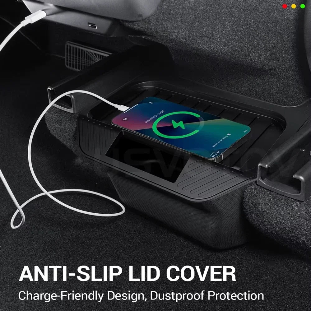 For Tesla Model Y 3 Highland Rear Seat Storage Box Center Console Bins Backseat Trash Can Garbage Bag Tray Accessories