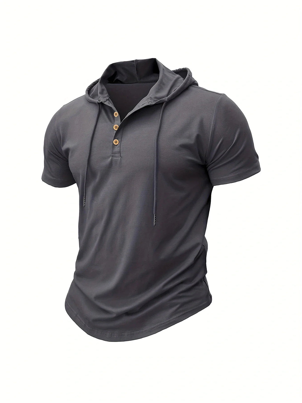 Summer Men's Casual Hooded T-shirt Loose Solid Color Lightweight Short Sleeved Male Outdoor Sports Hoodies Tee Tops