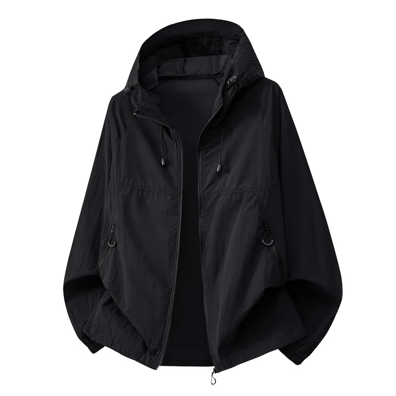 UPF50+ New Fashion Couple's Trendy Ultra-thin Hooded Sunscreen Jackets Men Summer Outwear Casual Breathable Coats windbreaker 4X