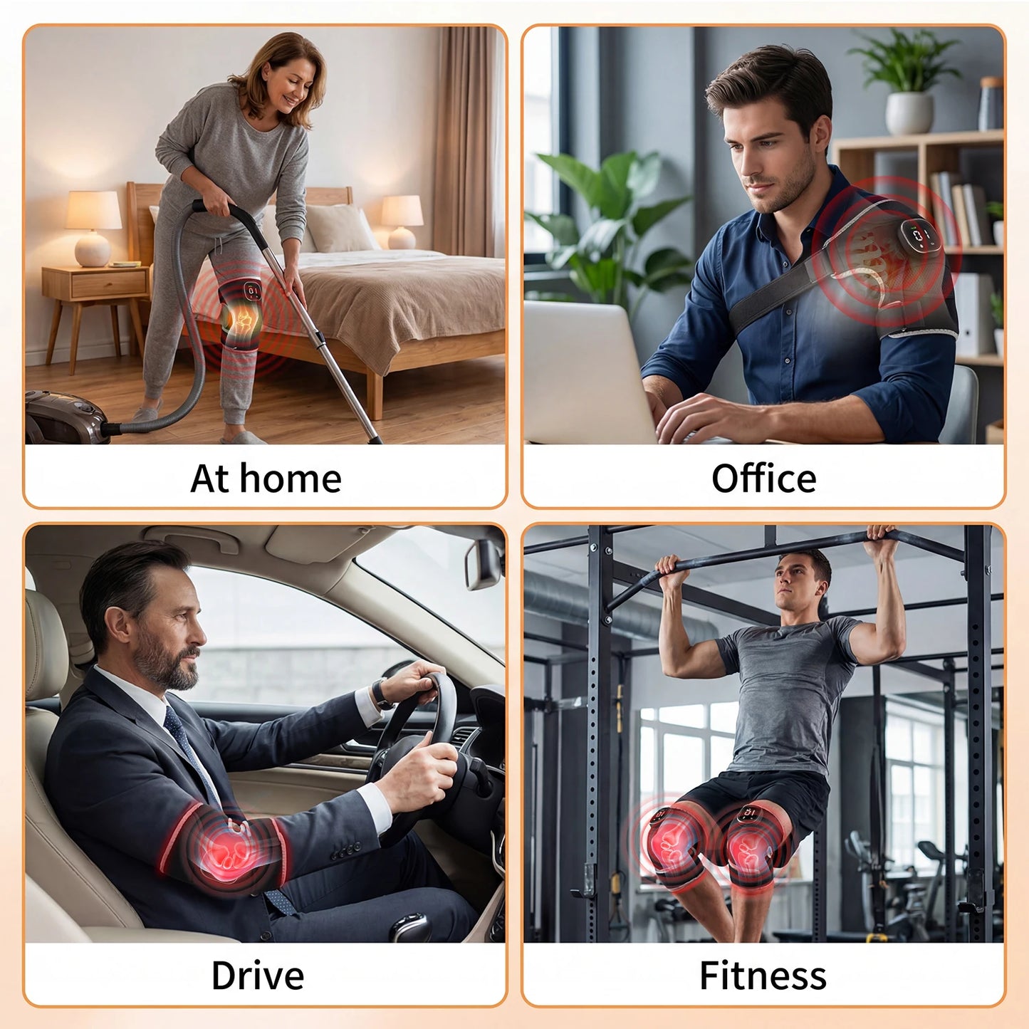 USB 3-IN-1 Red Light Therapy Brace 660nm 850nm Infrared Heating Vibration Massage Pad for Knee Shoulder Elbow Joint Pain Relief
