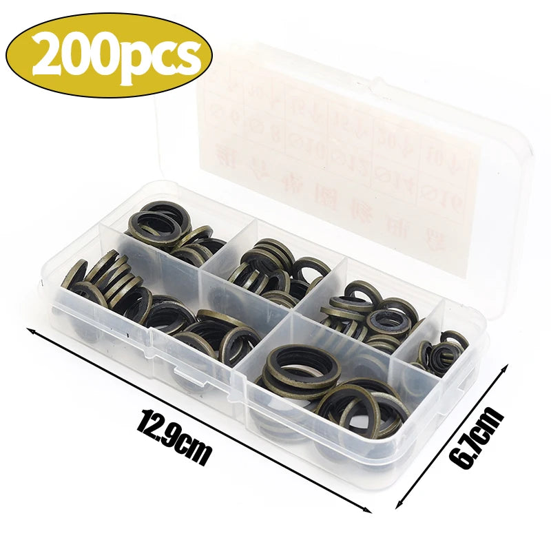 Car Oil Pan Drain Gasket Kit Drainage Bolt Pad Rubber Oil Drain Plug Gasket Replaceable Washer Seal Set M6 M8 M10 M12 M14 M16