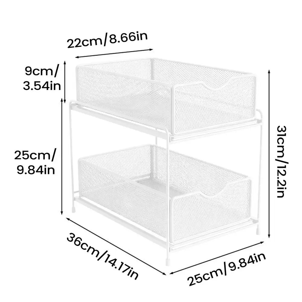 Under Sink Organizer and Storage Kitchen Organization Rack with Sliding Cabinet Drawers Multi-Purpose Storage Shelf Holder