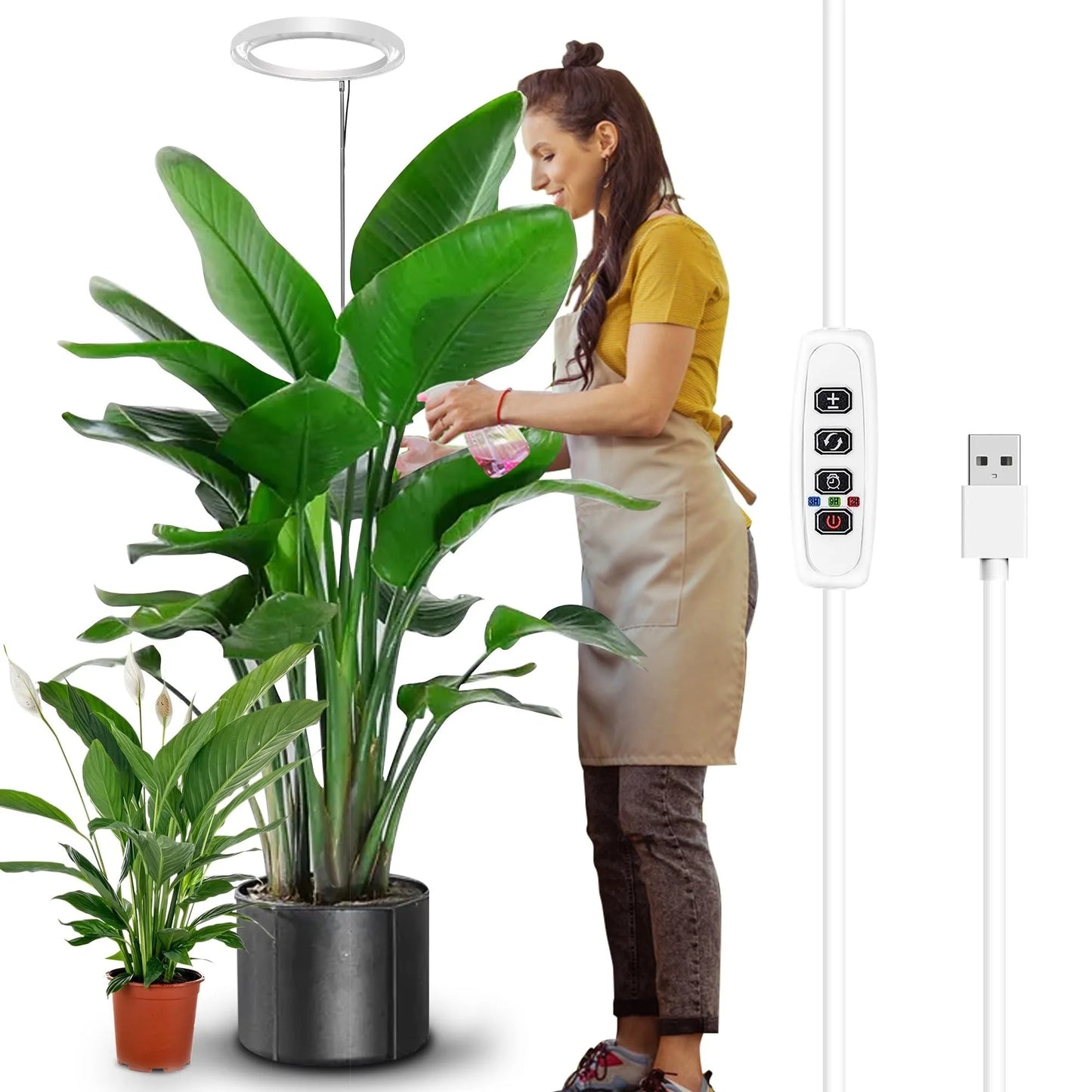 Museluce Grow Lights for Indoor Plants, 72 LEDs Full Spectrum Grow Lamp,Auto 3/9/12H Timer, 34-160cm Height Adjustable